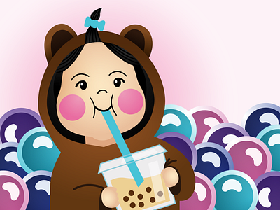 Kacie's Birthday Boba baby bear illustration