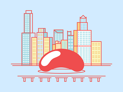 Chicago Skyline bean chicago cloud gate illustration skyline