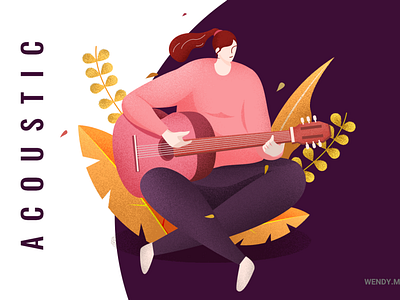 Guitar girl illustration illustration web