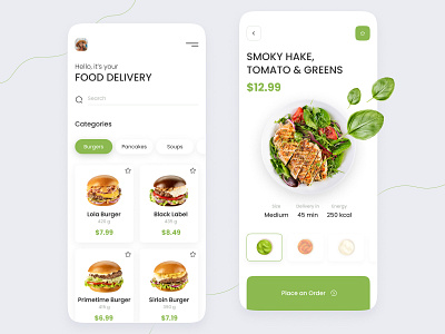 Food delivery App app application burger colorful daily daily ui delivery design food food delivery green mobile mobile design ui