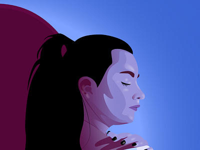 Girl in purple shadow Illustration