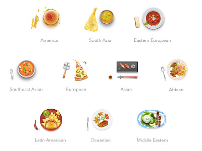 World Cuisine Icons borsch cuisine curry food hamburger icon kebab pizza sushi tabelog tomyamkung vector