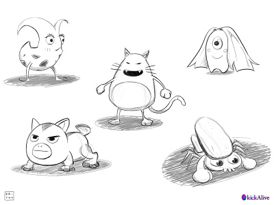 Croquis de créatures (02) character design concept art creature cute illustration kawaï kickalive mobile game smartphone video game