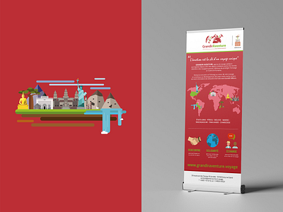 Illustration & roll-up de l'association Grandir Aventure charity fédération grandir à... grandir aventure graphic design roll up rollup trip visual design