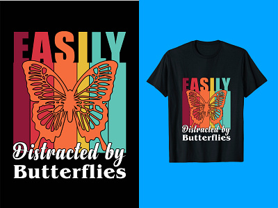 Easily Distracted by Butterflies awesome branding butterflies design easily distracted by butterflies graphic design illustration logo retro vector