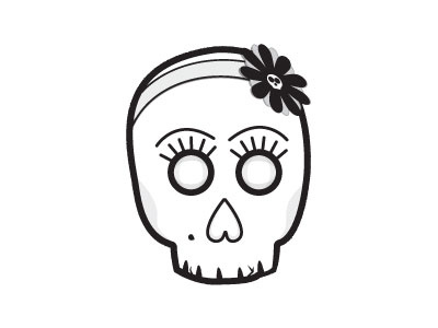 Girly Skull bones design flower girly logo skull