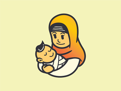 Ibu baby flat design illustration mom mother day