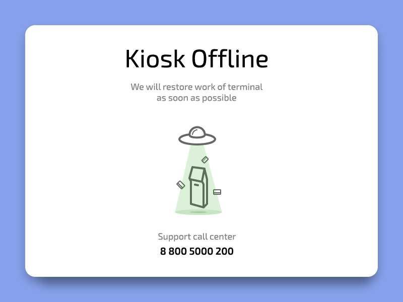 Payment Kiosk — Offline Mode Animation animation atm finance gif kiosk minimal payment terminal ufo ui ux web
