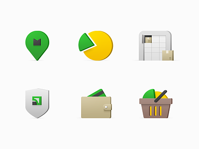 Icons for PrivatMarket Website box card cart chart delivery icon location pie pin purchase secure wallet