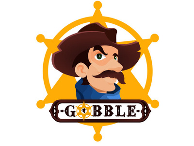 Gobble badge club cowboy hat design illustration logo sheriff