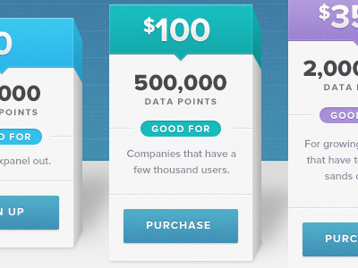 3D Pricing Page 3d blue depth green pricing proxima nova purchase purple sign up texture ui ux web design