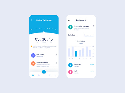 digital wellbeing dribbble app application concept design minimal mobile simple ui uiux ux