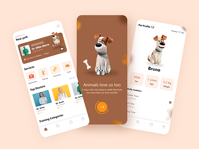 Paws - Dog Healthcare App branding design dog app dog illustration ecommerce app icon minimal paw app paw app typography ui uiux