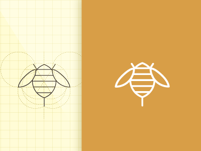 Bee animal bee circle flat grid line logo mark straight symbol