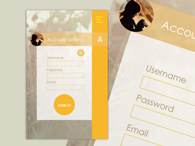 Account Settings concept design flat form guidelines login material media modal social ui