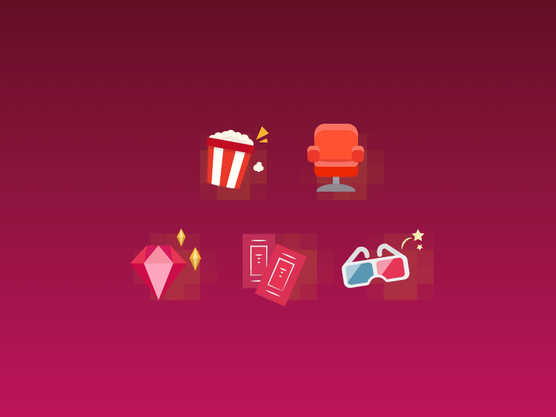 Movie Icons chair cinema coca cola design diamond film graphic icon illustration movie pop corn ticket