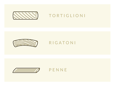 Pasta Shapes Illustration - 2 flat food illustration lines pasta shapes