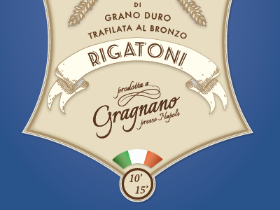Pasta Label - Rigatoni - Handmade in Gragnano food label vintage