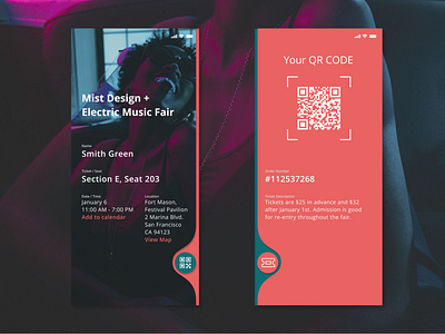 Tickets QR Design (Design Challenge #6) challenge checkout daily challange daily ui design flat layout qrcode ui ux vector