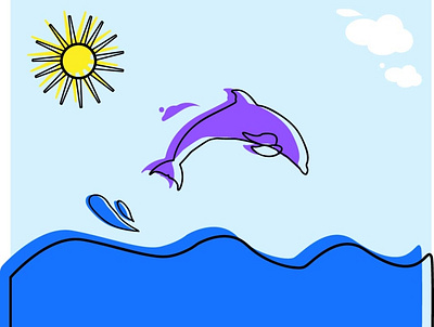 dolphin design flatdesign illustration stroke