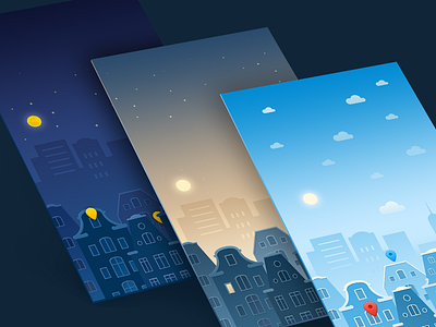 Background illustration app background city cloud design flat icon illustration ui vector walkthrough wallpaper