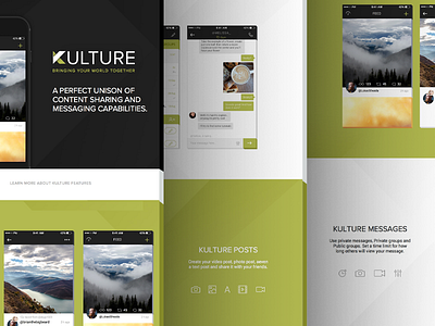 Kulture Landing Page animation app flat form landing logo material mobile page responsive site web