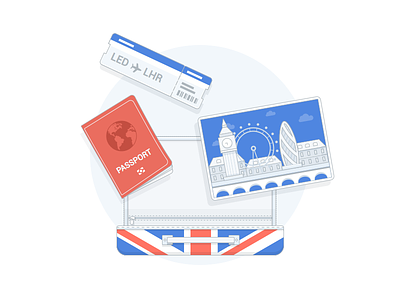 London, I'm coming app baggage case illustration london luggage passport postcard sketch sketchapp ux vector