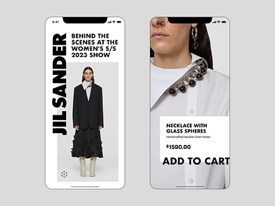 JS e-commerce app commerce design ecommerce fashion layout minimal mobile online screen shop store typography ui ux web