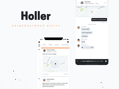 Holler neighbourhood alerts alert app app design community design interaction local location map mobile mobile design neighbourhood product design ui uiux ux web