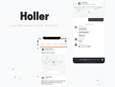 Holler neighbourhood alerts alert app app design community design interaction local location map mobile mobile design neighbourhood product design ui uiux ux web