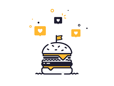 I've got my eyes on a prize! alert app burger design graphic heart icon illustration mobile notification ui vector