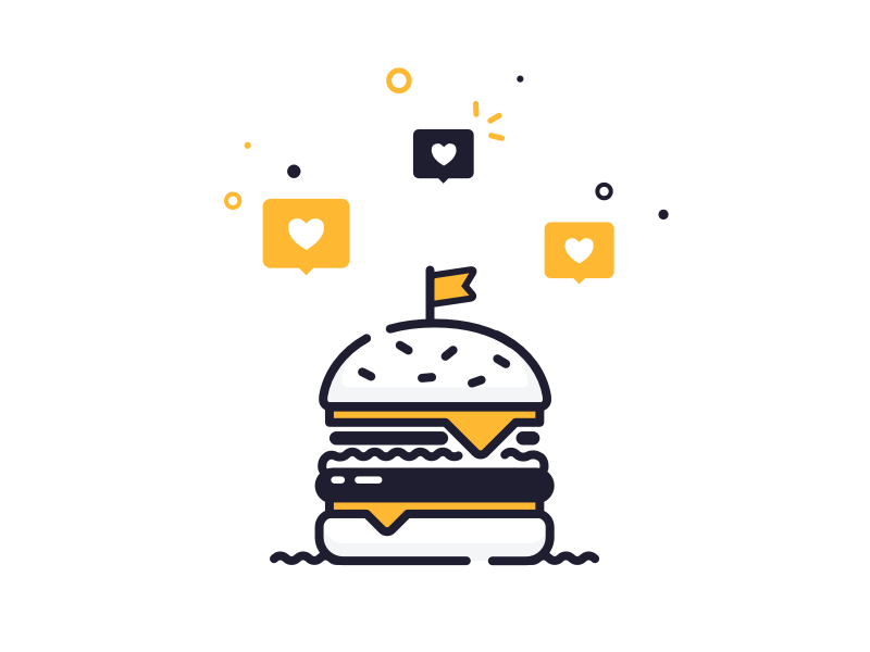 I've got my eyes on a prize! notification heart icon alert mobile design graphic ui app vector illustration burger