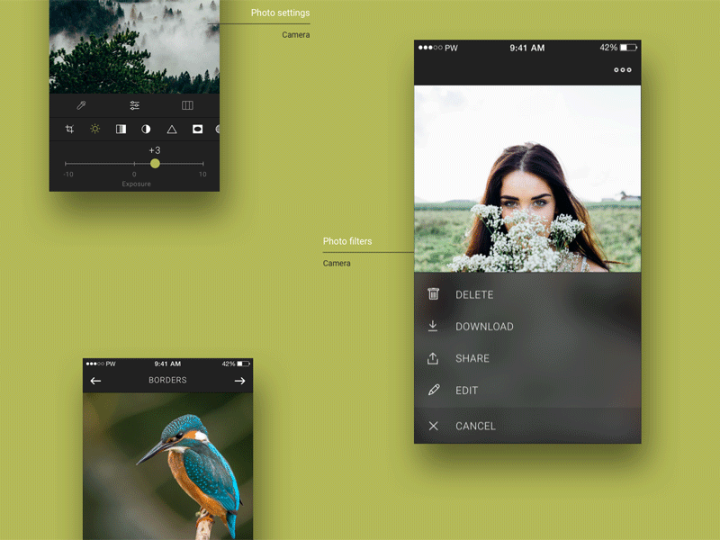 Edit Photo Animation interaction ux mobile design transition motion animation after effects ae ui screen app