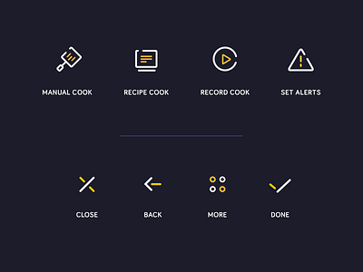 Cooking app - icons app cooking dark design flat icon linear minimal recipe set simple vector