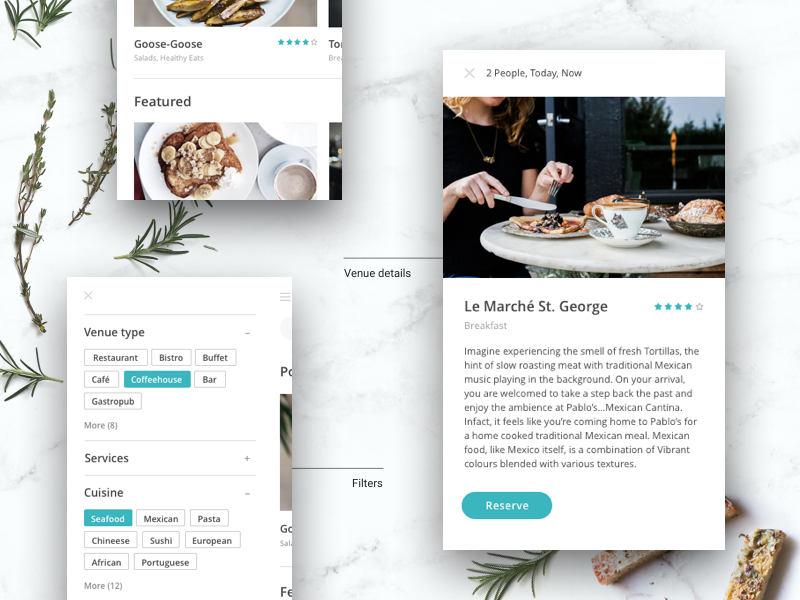 Restaurant booking app sort filter search reservation cafe restaurant booking design app saas mobile ios
