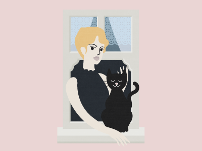 Detail from Cover Illustration cat city curious fashion illustration living style window woman