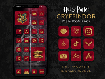 Harry Potter Gryffindor iOS14 Icon Theme Pack iOS14 Icons image design icons iphone