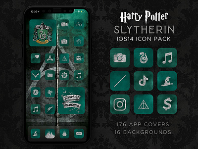 Harry Potter Slytherin iOS14 Icon Theme Pack design icons icons pack iphone