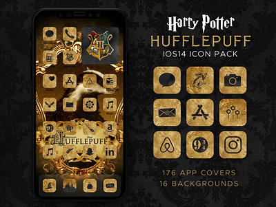 Harry Potter Hufflepuff iOS14 Icon Theme Pack design icons icons pack iphone