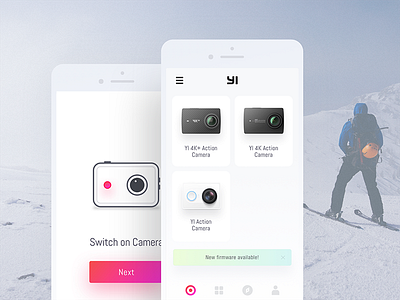 Yi Action app app clean illustration interface mobile sketch ui ux