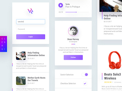 Clear UI Kit clear design kit minimal mobile sketch ui web white wip