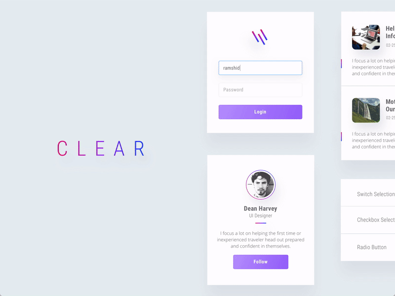 Clear UI kit - WIP clear design kit minimal sketch ui white wip