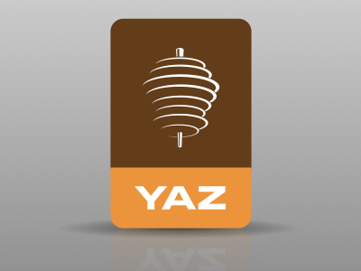 YAZ corporate identity branding brown eurostile logo orange oriental restaurant rotation