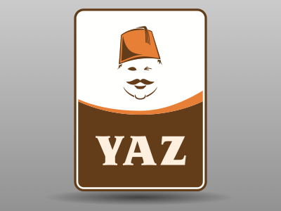 The new YAZ corporate design branding brown face fez logo novarese orange orient oriental restaurant yaz