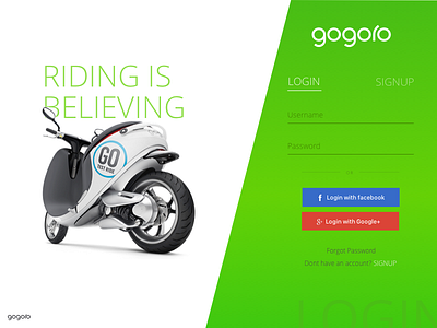 Daily Ui 001 Login Gogoro dailyui gogoro insporations login signup web