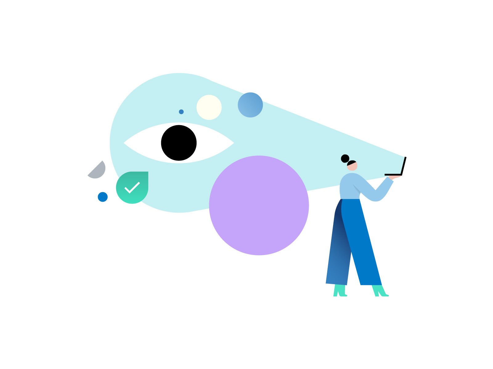 Searching for inspiration! character character design check color computer contrast design eye geometry illo illustration minimal office shapes watch