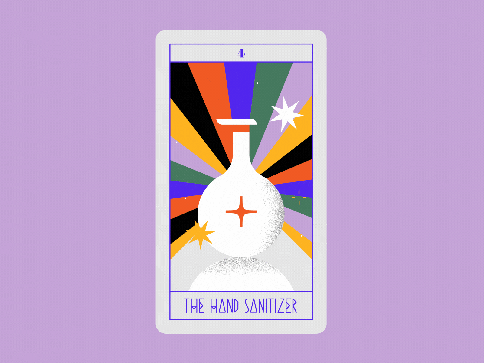 The Hand Sanitizer | The Smart Worker animation card character future gif gradient grein hand sanitizer illo illustration loop motion motion graphics new year smart working star tarot tarot card tarot deck texture