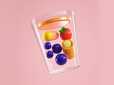 3D fruit salad 3d 3d animation 3d art 3d artist 3d illustration animated gif animation food fruit salad geometry gif illo illotv illustration korean food motion shapes yummy