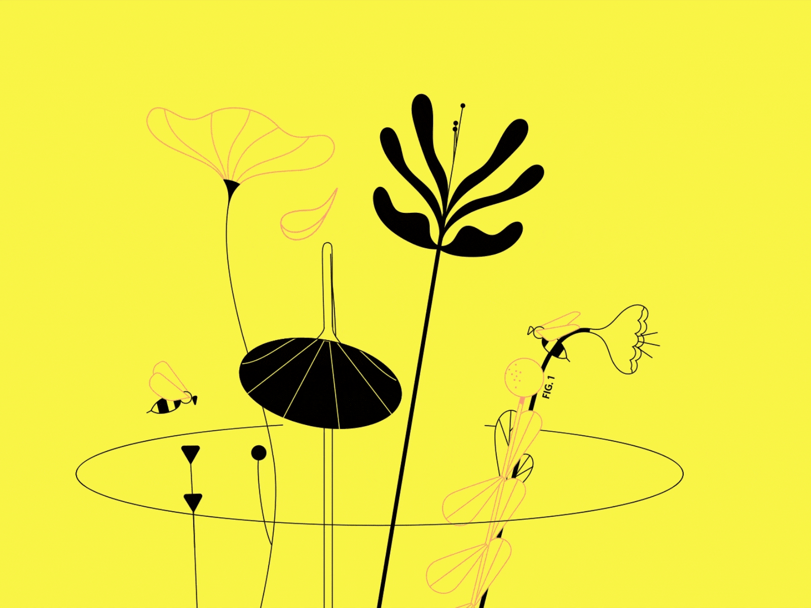 Nature in danger animation bee bees climate change danger flower gif illo illotv illustration motion motion graphics nature plant shapes sustainability yellow