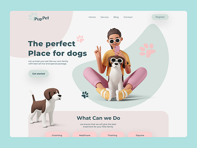 Pet care website design typography ui